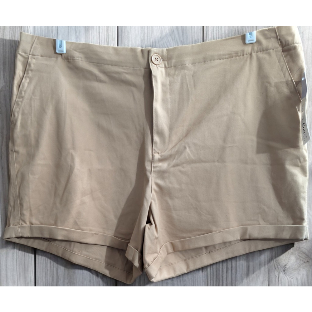 Just Be Plus Size 3X XXX Shorts Comfort Waist Twill Tan 3" Inseam Stretch Pocket